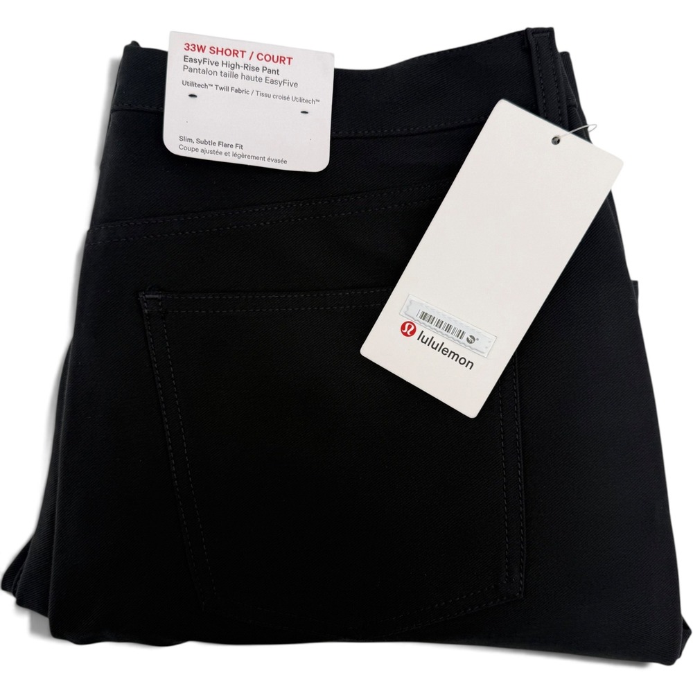 Lululemon EasyFive High Rise Pant Sz 33 Short Black Utilitech Flare LW5IBFS NEW